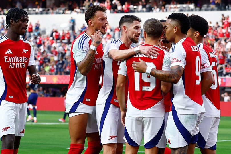 Momen selebrasi skuad Arsenal di laga pramusim 2024 (c) Arsenal Official