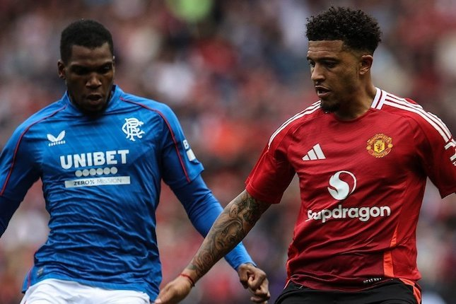 Aksi Jadon Sancho di laga Rangers vs Manchester United (c) MUFC Official